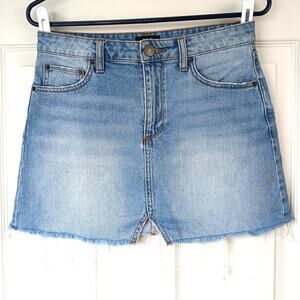 UO BDG Notched Denim Mini Skirt S-P jeans cutoffs frayed light wash notched